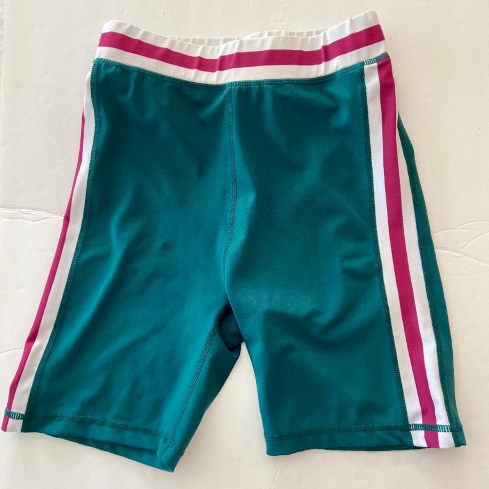 Wilo The Label Women’s Ribbed Bike Running Shorts Green / Pink, Sze Extra Small